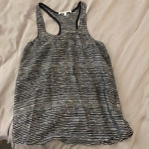 Striped tank with silver neckline detailing